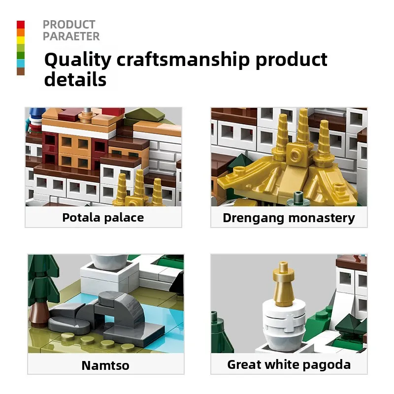Mini Klocki Pałac Potala w Tybecie Kultura Tybetańska Model Lhasa Chińskie Produkcja Zabawka do Samodzielnego Montażu Prezent Edukacyjny Dekoracja Domu