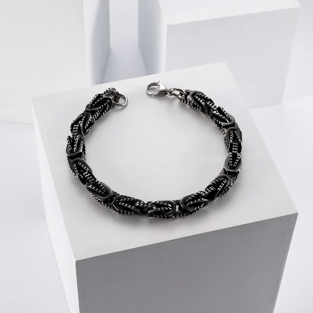 الإمبراطورية البيزنطية الرجعية الأسنان نمط سوار الهيب هوب بالجملة الشارع الشهير الرجال العصرية موضة مجوهرات من صلب لا يصدأ شعبية #2