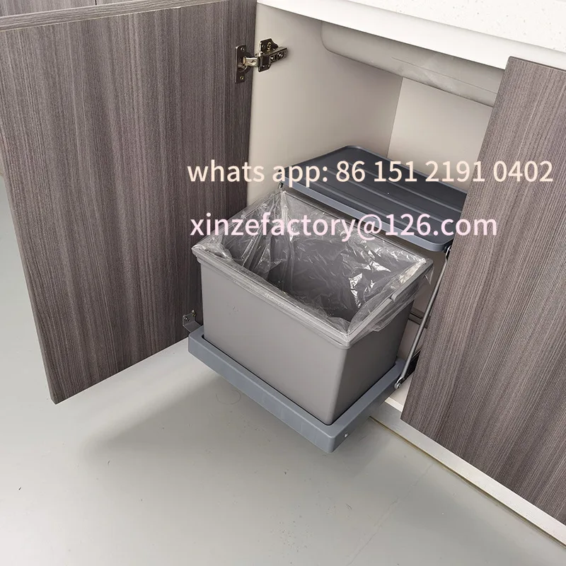 Armoire d'évier personnalisable, désactiver la porte, poubelle intégrée dans l'armoire, cacher la poubelle sous le lavabo de cuisine