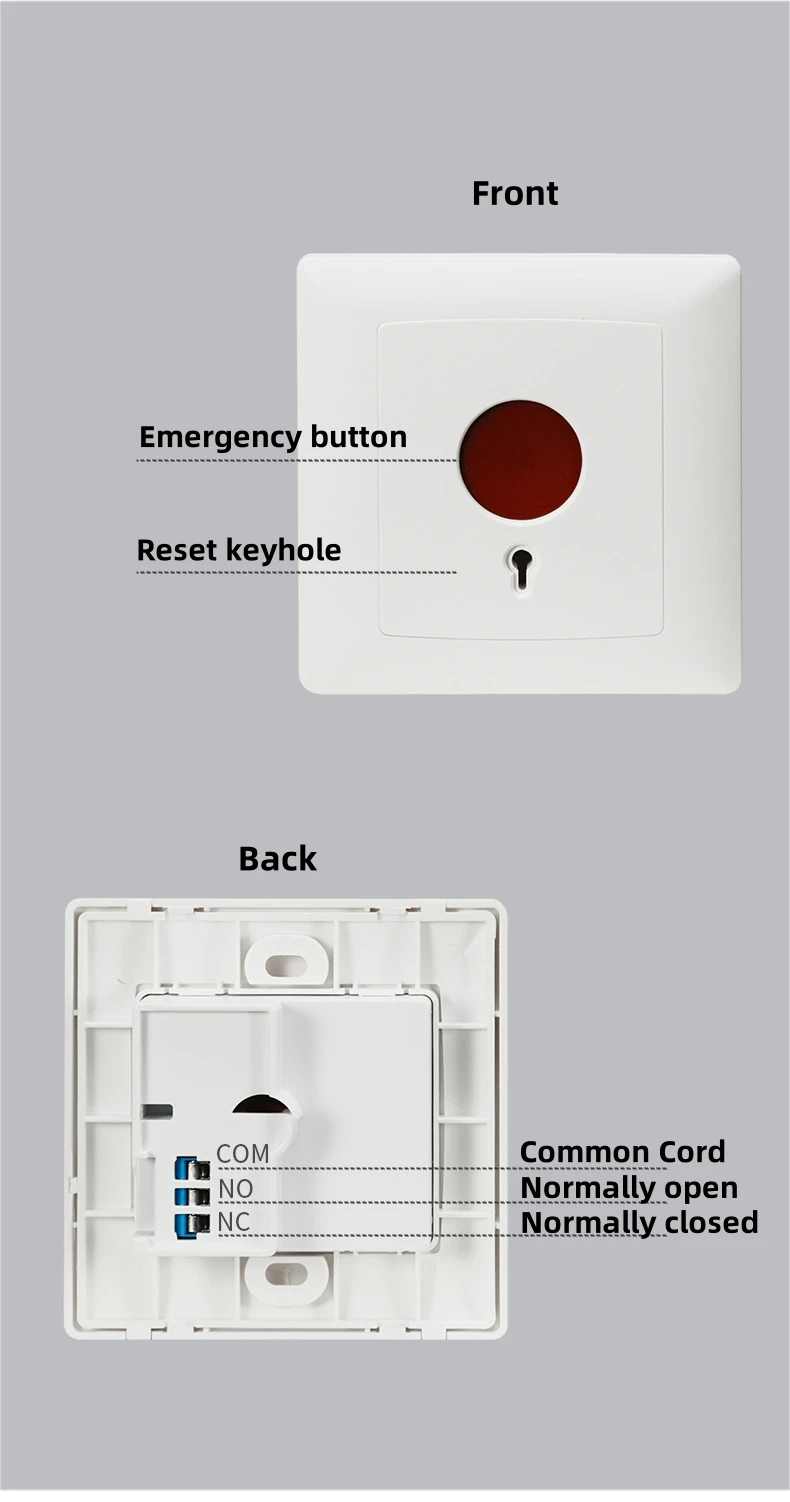 15 pçs botão de alarme de emergência manual interruptor com chave botão de chamada de emergência painel de parede alarme painel sos chamada para