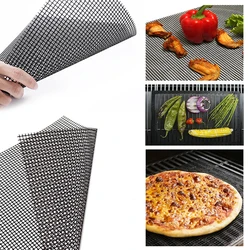 Outdoor Non Stick Grill Mat Kitchen Cooking BBQ Mat Liner Accessorie Reusable Heat Resistant Grill Netting Grilling Tools
