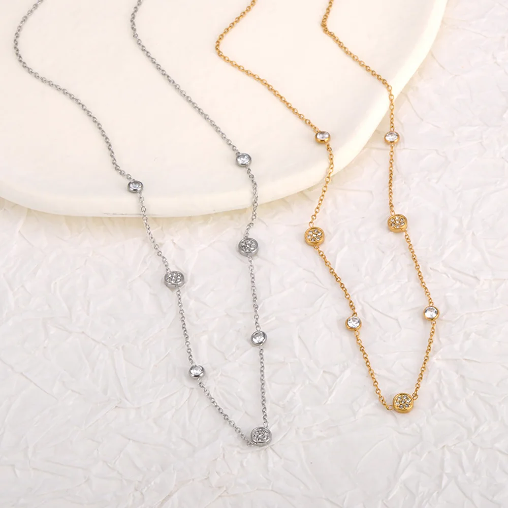 Elegante Strass Runde Perlen Halskette für Frauen Mädchen Rostfrei Exquisite Täglich Chic Wasserdicht Schmuck Drop Shipping