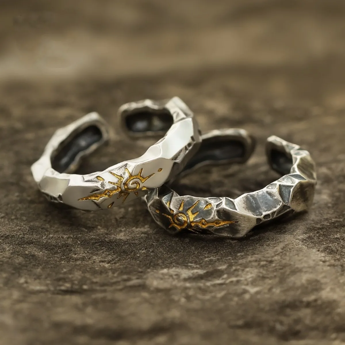Adjustable Wishing Stone Totem Ring, Stainless Steel Punk Jewelry for Women Men, Comfort Fit Daily Wear Gift Idea