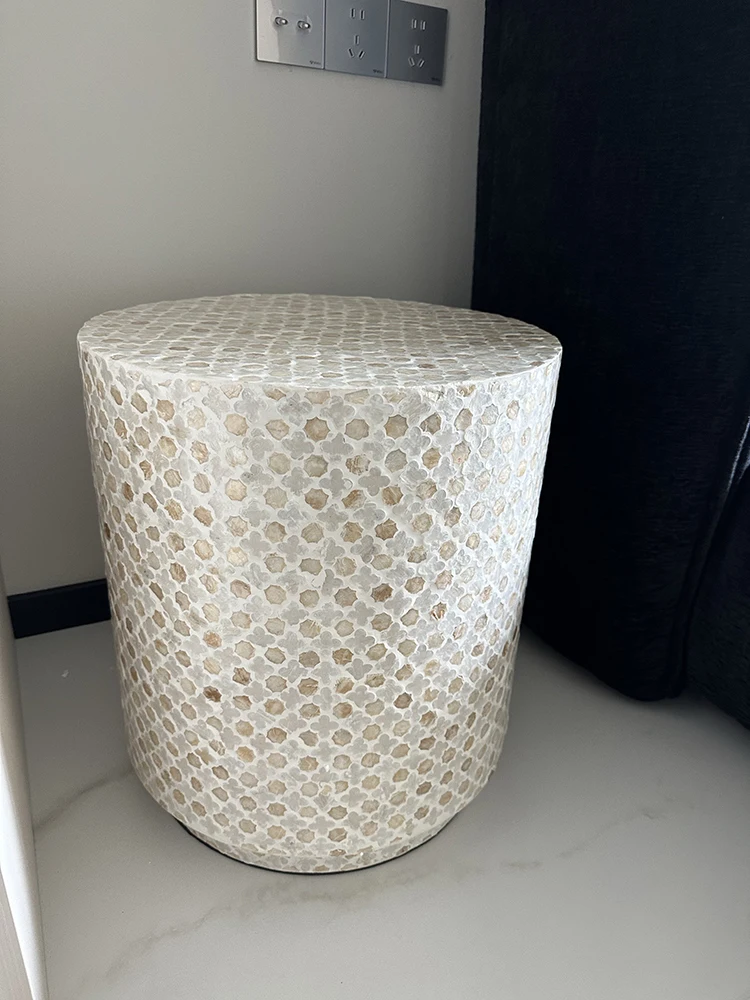 Luxury Handcrafted Shell Coffee Tables Living Room Pearl Pearl Pearl Art TV Cabinet Sofa Side Corner Table Decoration Furniture