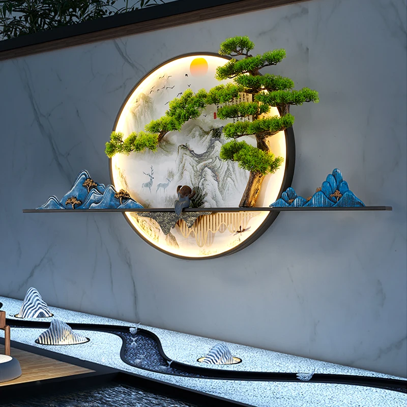 TEMAR Solar Outdoor Mural Lamp Creative Pine Circular Landscape Waterproof Picture Villa Courtyard Decoration Painting