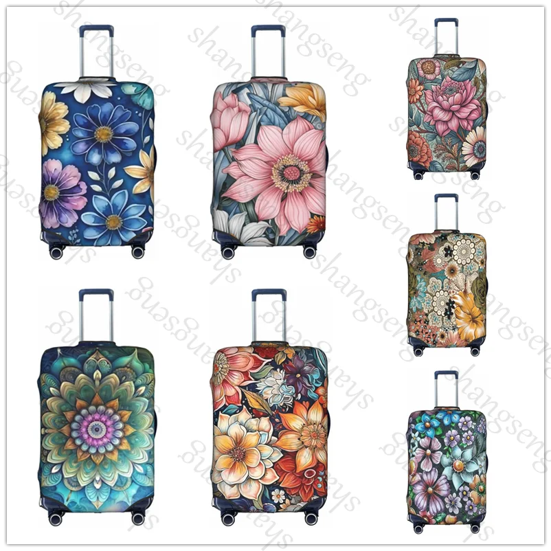 

Bohemian flowers Thick Elastic Luggage Protective Cover Zipper Suit For 18-32 inch Bag Suitcase Covers Travel Accessories