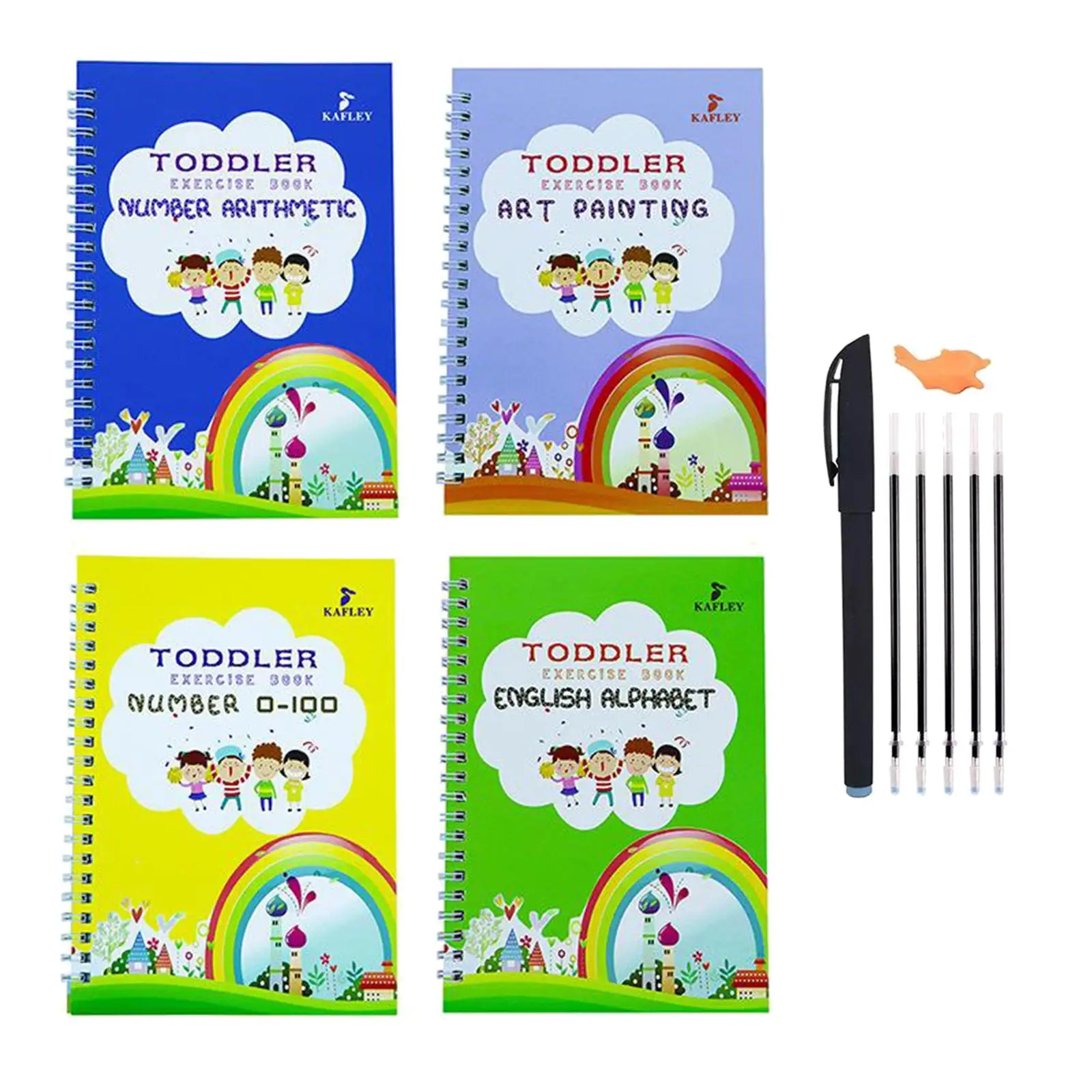 Reused Letter Number Math Drawing Writing Copybook Set for Kids