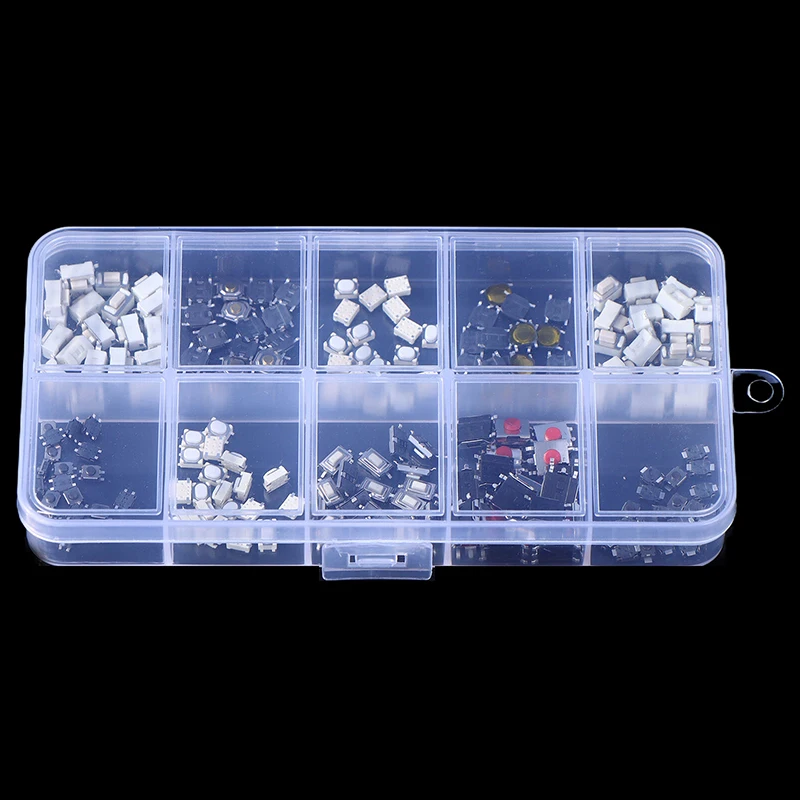 **200pcs 10 Types Durable Car Remote Control Tablet Actile Push Button Switch Car Keys Button Touch Microswitch With Box