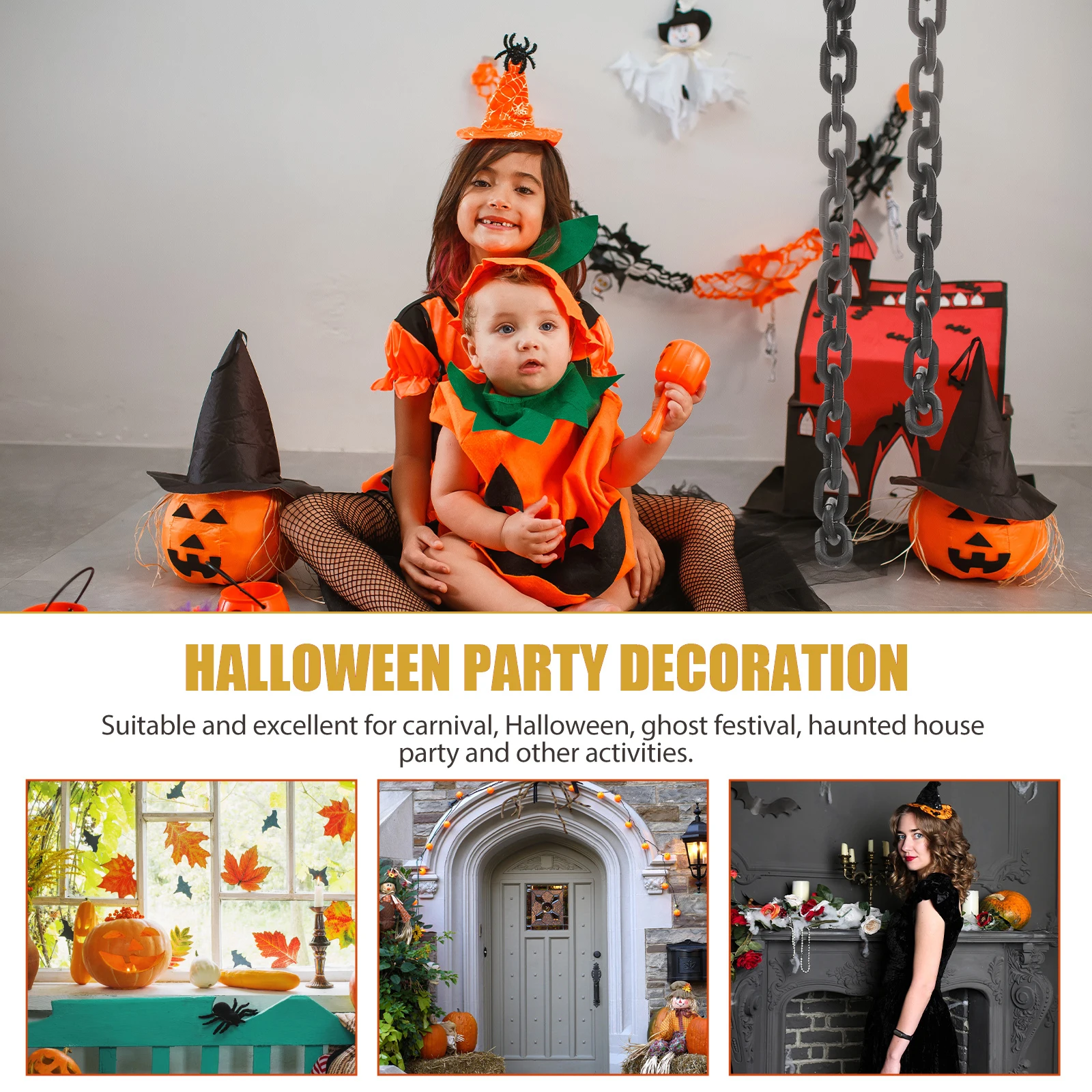 

Simulated Iron Plastic Decoration for Halloween Party Costume Accessories Prop Fake ChainHaunted House Decor Cosplay Prank Prop