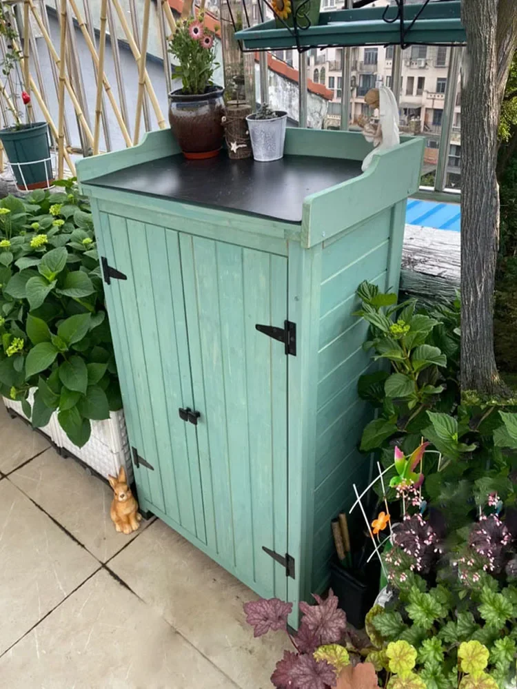 

Outdoor Wooden Storage Cabinet Multi-layer Shoe Cabinet Yard Locker Toolbox Pastoral Economically affordable