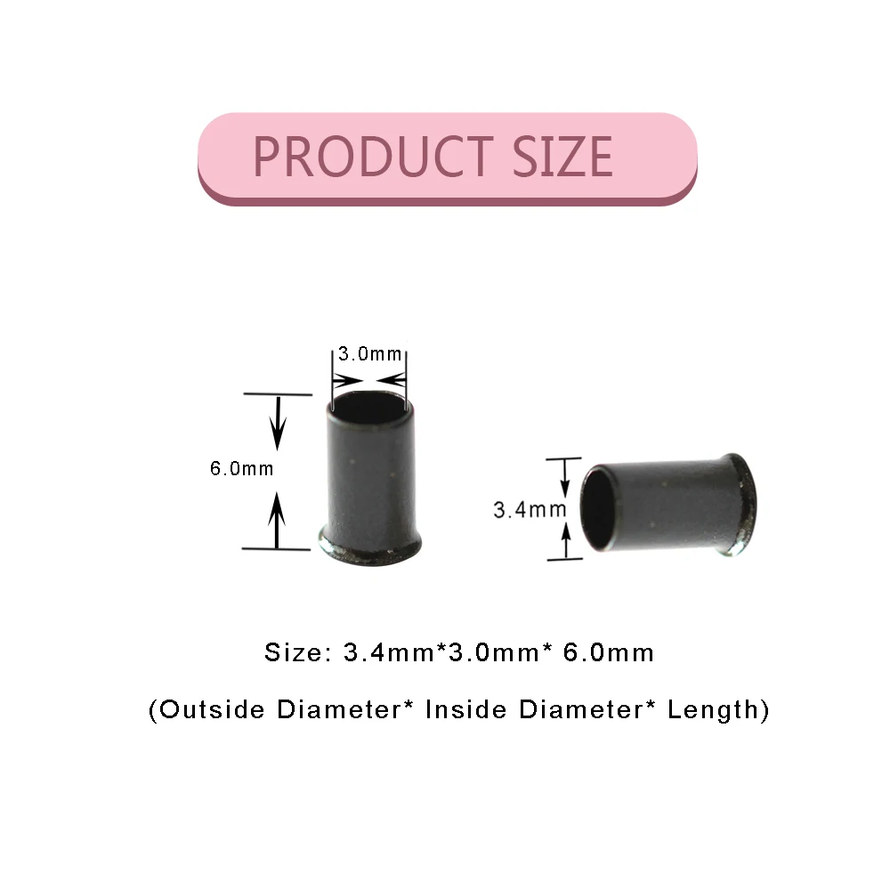 1000 Pcs Hair Extensions 3.4mm Tubes Black /Dark Brown Copper Hair Ring Beads Euro Lock Flared Micro Beads Rings view 2