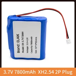 3.7V 7800mAh 18650 Li-ion battery with built-in battery protection board with PCB protection XH 2.54 JST SM 2P Plug