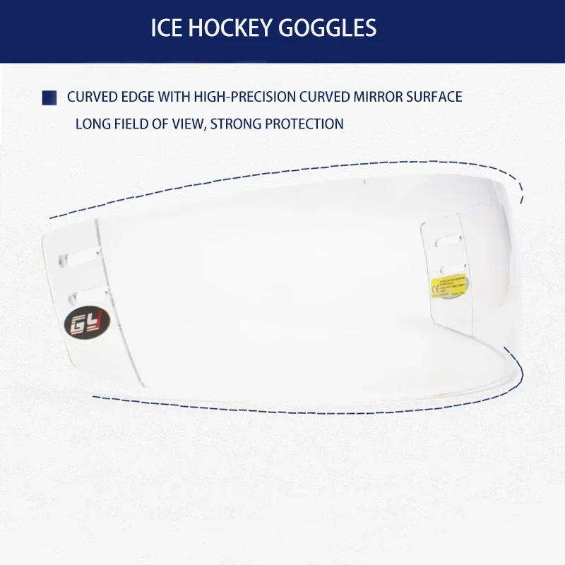 1 הוקי קרח הוקי משקפי מגן נגד שריטה נגד ערפל מתכוונן הגדרה גבוהה עם ברגים עבור הוקי קסדה רולר להחליק להגן על הציוד