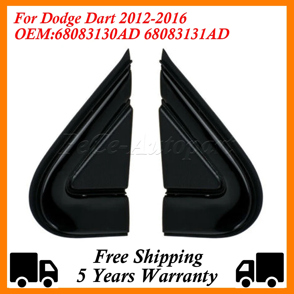 For Dodge Dart 2012-2016 Car Black Front Window Triangle Plate Triangle Garnish Cover Panel Replacement 68083130AD 68083131AD