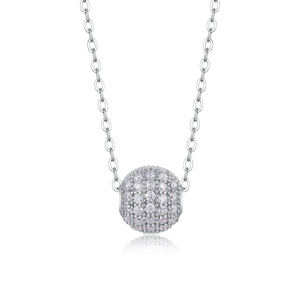 

925 Sterling Silver Sparkling CZ Ball Pendant Necklace Elegant Clavicle Chain Mothers Day Jewelry Gift for Women