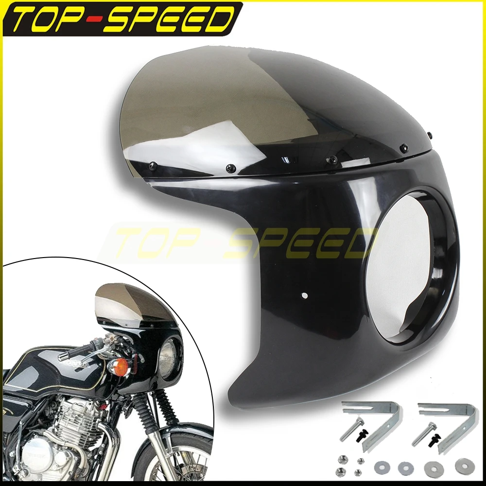 

Мотоциклетный 7-дюймовый обтекатель передней фары, лобовое стекло, универсальный обтекатель фар для кафе Racer Yamaha Honda CB Kawasaki KZ