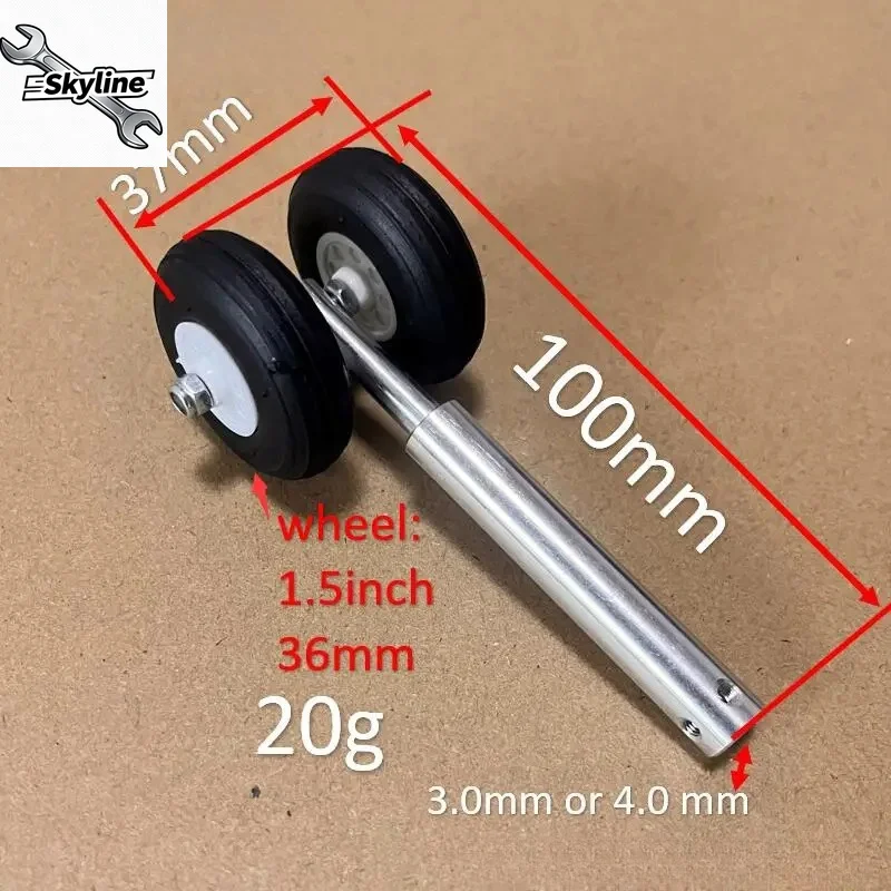 36mm PU Wheels H:100mm Lightweight Aluminum Alloy Anti-Vibration Landing Gears D3/4 for Retractable LG RC Airplane Models Parts