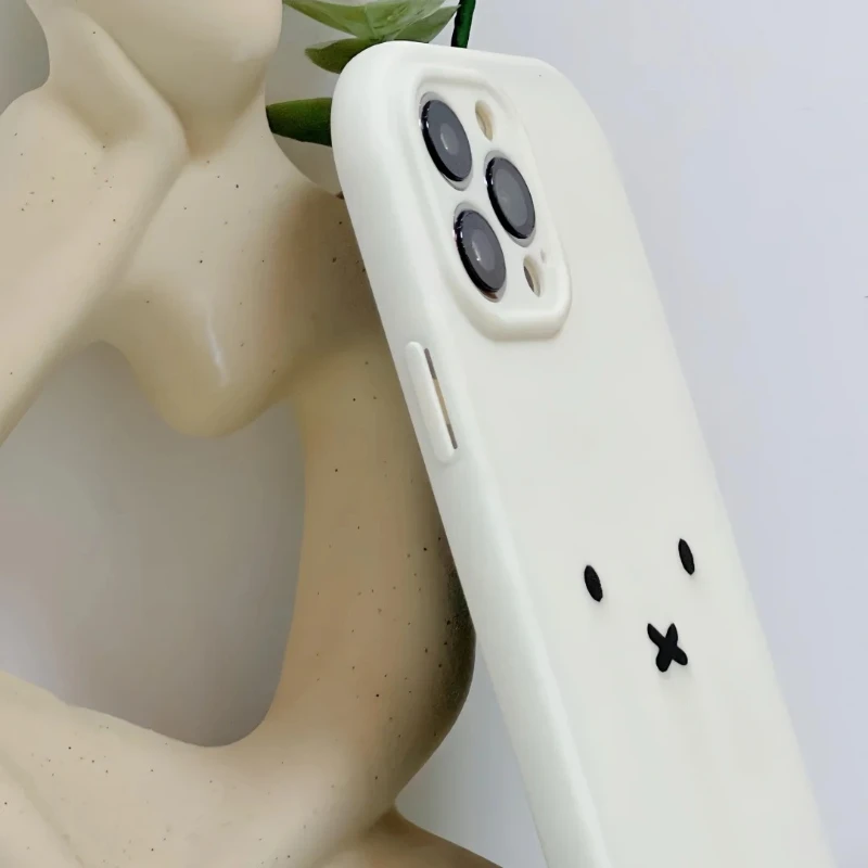 Kawaii ميفي لطيف أرنب التعبير متجمد الملمس الكرتون جراب هاتف مادة السيليكون تنطبق على iPhone16 15 14 13 12 11 ProMax
