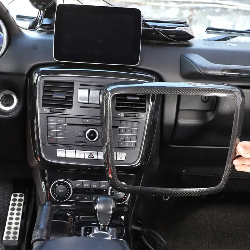 

For Mercedes-Benz G-Class W463 2012-2018 Real dry Carbon Fiber Car Center Control CD Panel Frame Decorative Sticker Accessories