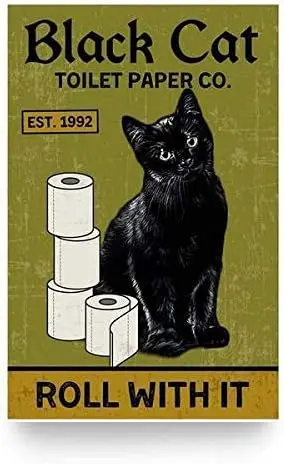 Cat Toilet Paper Co For Vintage Metal Tin Signs Iron Painting Plaque Wall Decor Bar Pub Man Cave Cat Club Novelty Funny Bat sign