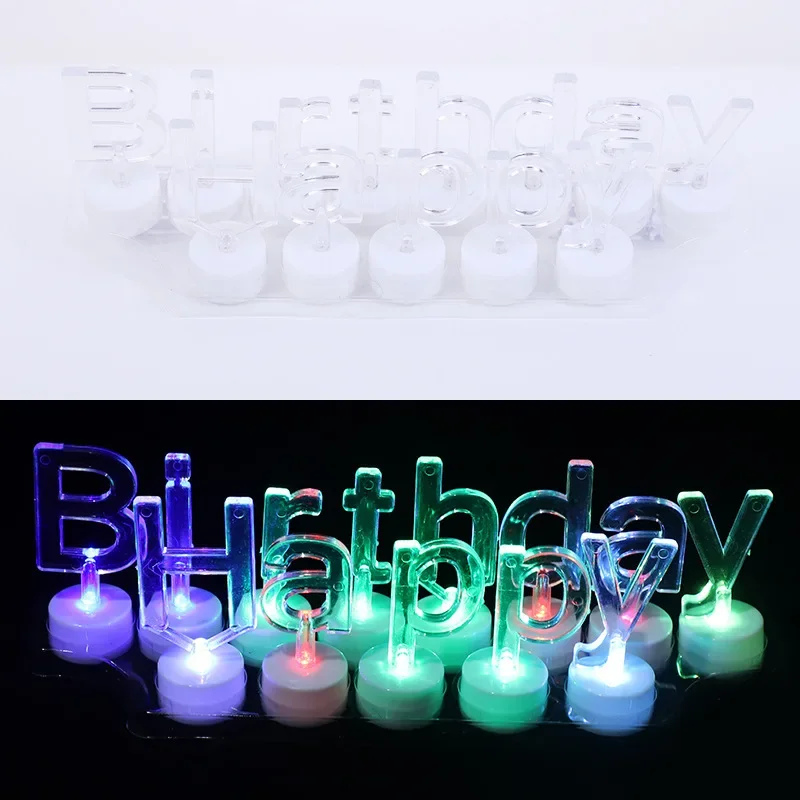 1 set Led Colorful Glowing Happy Birthday Candle with Light Effect Glow In Dark For Kids Birthday Party Decoration home festival