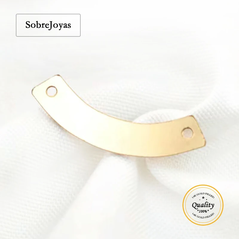 

14K Gold Filled Curved Bar Charm Pendant Jewelry Finding - Gold Charm for Bracelet & Necklace Accessories