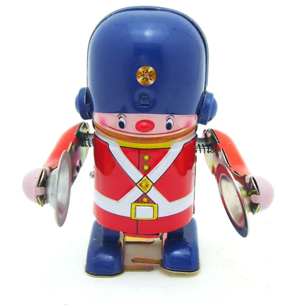 

Drumming Robot Wind Up Walking Robot Iron Metal Figures Clockwork Walking Retro Style Fun Play Vintage Mechanical Clockwork