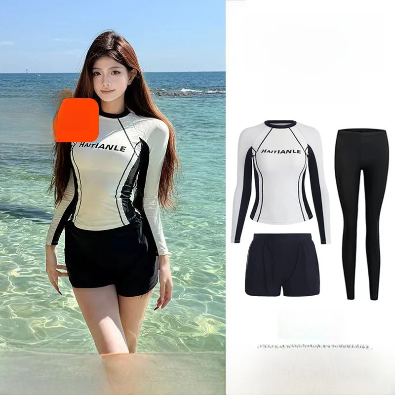 ins-women's-two-piece-swimming-suit-long-sleeve-diving-surfing-suit-quick-dry-slimming-jellyfish-costume-for-scuba-diving