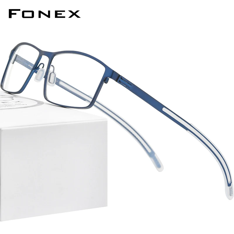 FONEX Alloy Eyeglasses Frame Men Square Glasses 2020 New Male Metal Full Screwless Eyewear 995