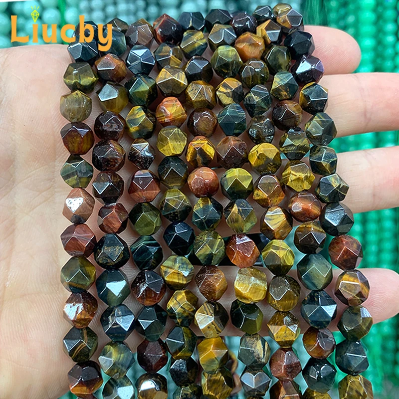 Natural stone Faceted Tricolor Tiger Eye diamond diamond Beads For Jewelry Making DIY Bracelets Rings Earrings 15