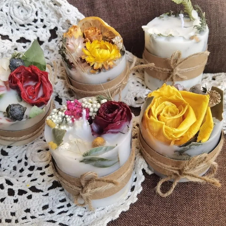 

Artistic Dried Flower Aromatherapy Candle Eternal Rose Aromatherapy Candle Plant Essential Oil Fragrance Expansion Home Decorati