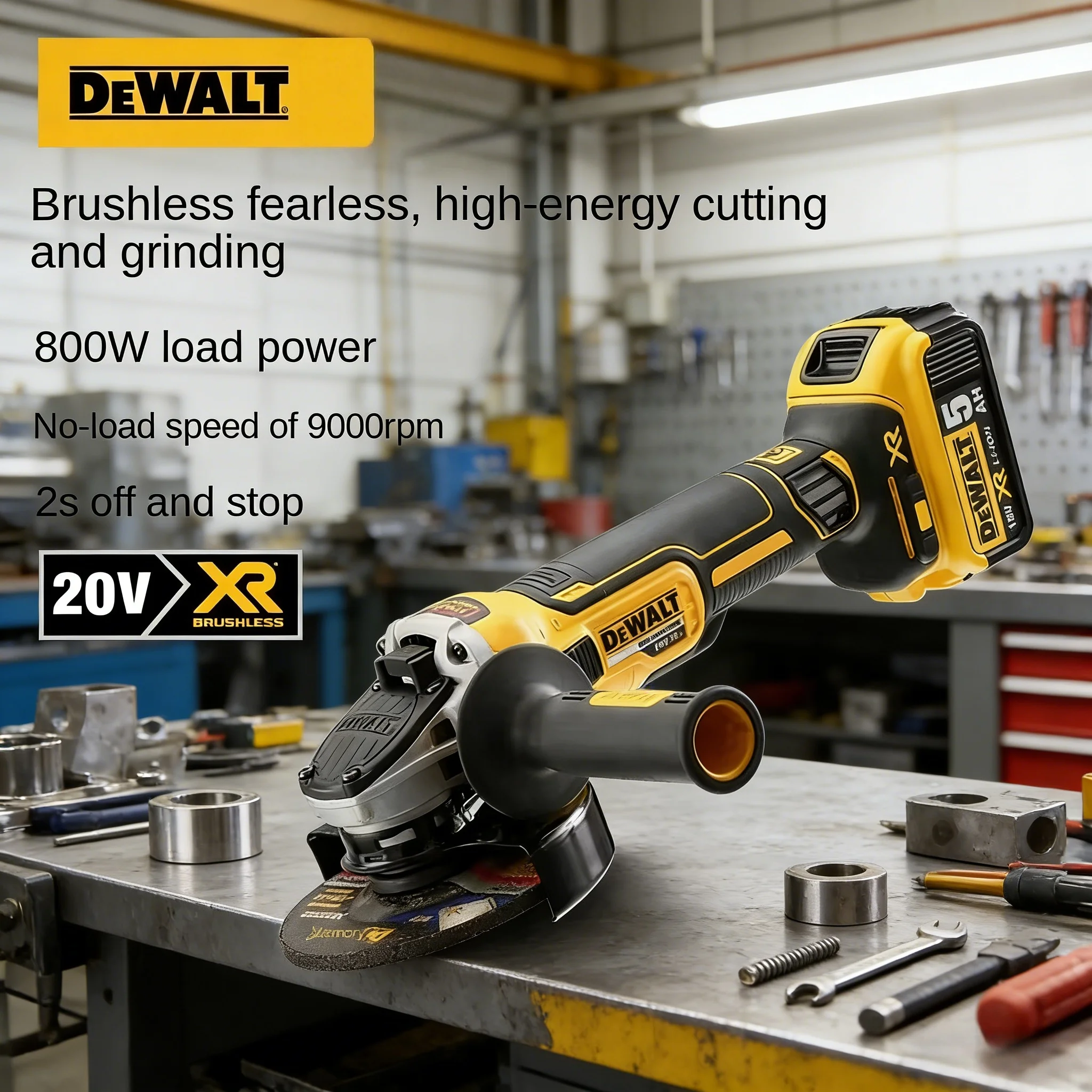dewalt-dcg405-125mm-flat-head-angle-grinder-bare-machine-tool-cutting-machine-brushless-tools-for-20v-lithium-battery