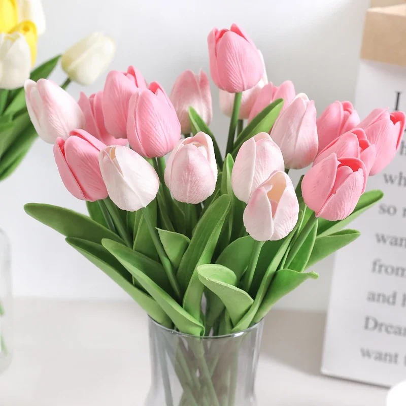 1/10Pcs Artificial Flowers Tulip Bouquet PE Fake Flowers Wedding Garden Decoration Outdoor Home Garden Bouquet Vase Decor Plants