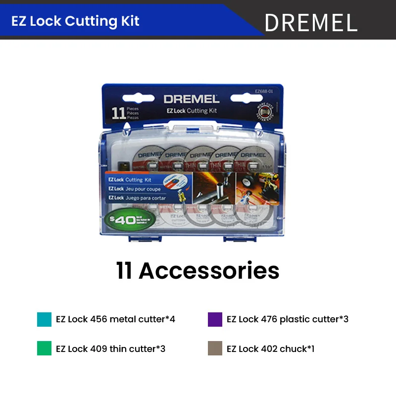 Dremel EZ688-01 EZ Lock Rotary Tool Cutting Discs Accessory Kit 11 PCS Assorted Accessories Set For Dremel Rotary Tools