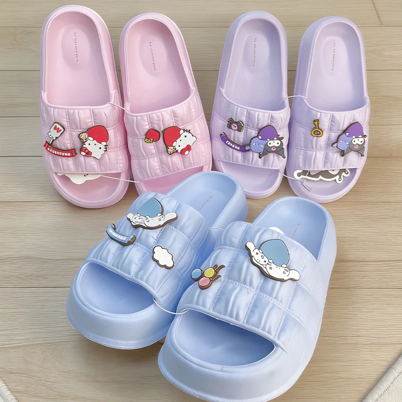 Sanrio Bathroom Slippers Women Non Slip Shower Sandals Soft Sole Indoor Home Slides Lightweight Summer Beach Shoes Gift