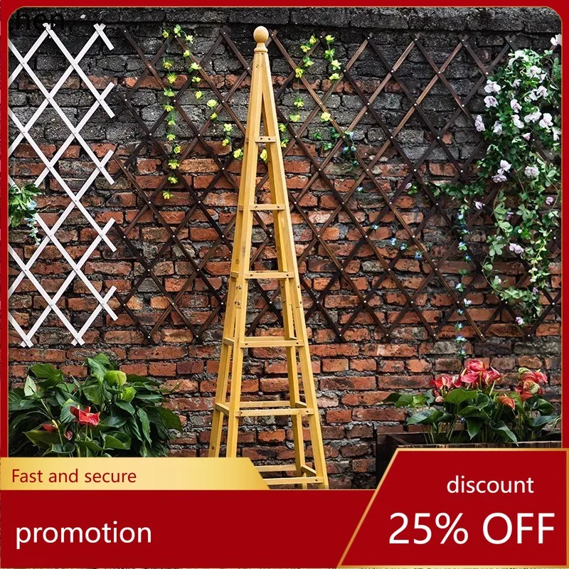 

ZML Outdoor Courtyard Climbing Frame Garden Green Radish Solid Wood Flower Stand Support