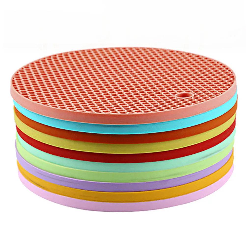 

Resistant Non-Slip Insulation Mat Honeycomb Surface Silcione Mat For Bowl Cup Kitchen Bar Red