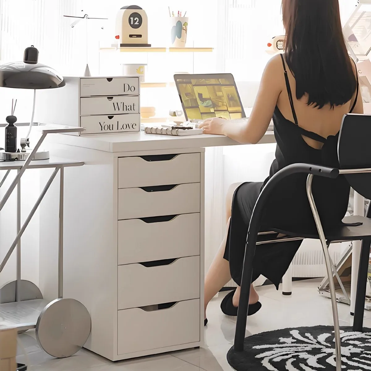 Drawer-style a4 file storage cabinet for under-desk use, office desk side cabinet, five-drawer chest