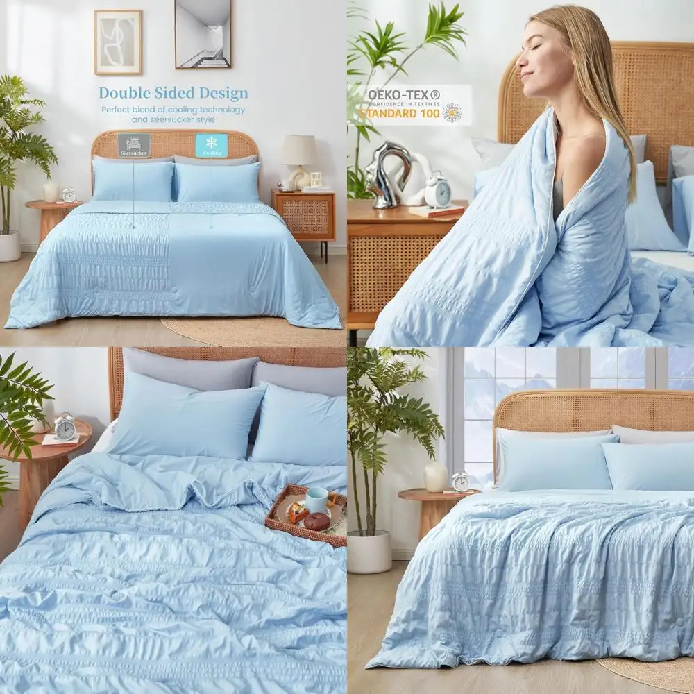 

Легкое охлаждающее одеяло размера Queen, 0.45 Q-Max, двустороннее, дышащее, шелковистое летнее одеяло для тех, кто испытывает жару во сне, холодный синий цвет