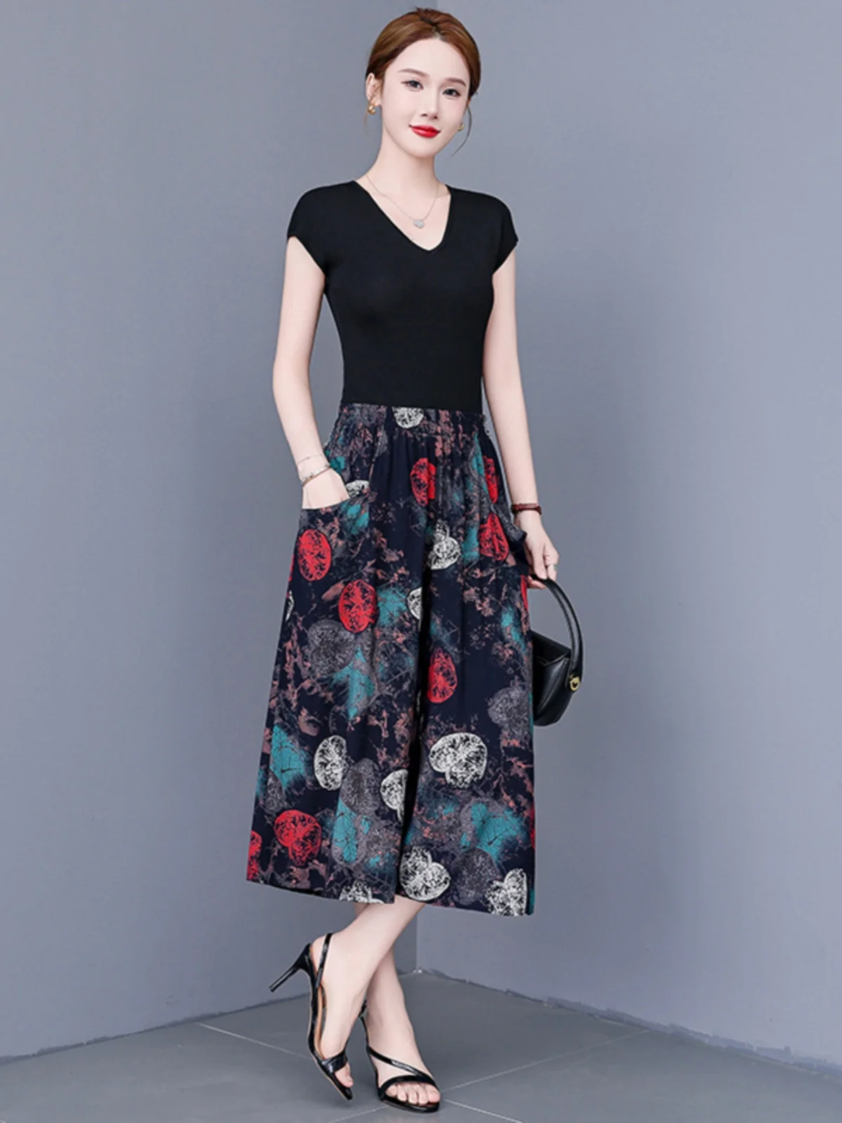 الصيف السراويل كبيرة الحجم النساء جديد لينة فضفاضة مرونة الخصر مخطط بنطال ذو قصة أرجل واسعة الصيف Vintage الملابس عالية الجودة E8837