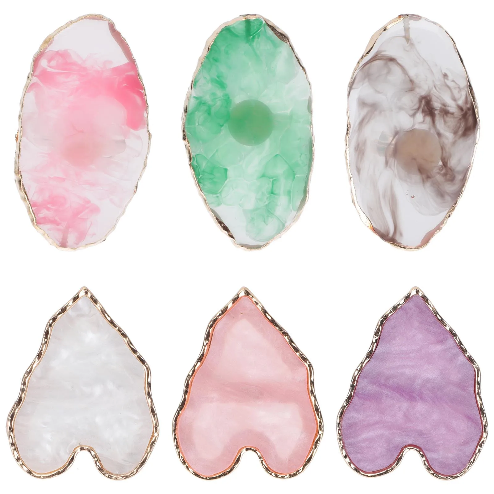 6 قطع من صينية خلط فن الأظافر، لوحة ألوان أساسية من الراتنج، سطح مسطح خفيف الوزن للمسح السريع والديكور المنزلي #2