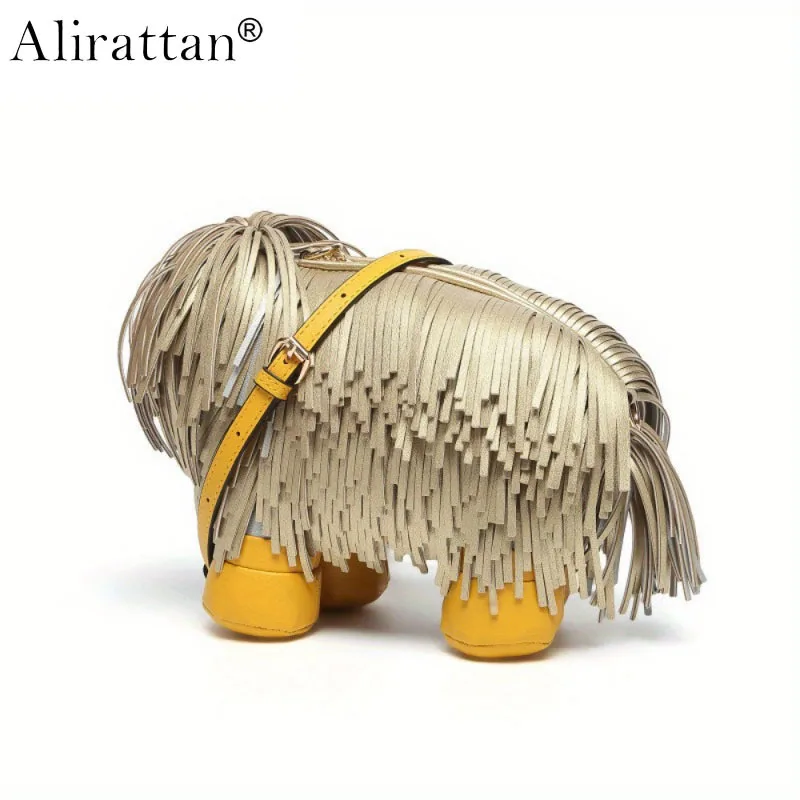 

New Trendy Tassel Puppy Shape Shoulder Bags for Women,Purse Fashion Designer Cute Cartoon Animal Shape Crossbody Bag