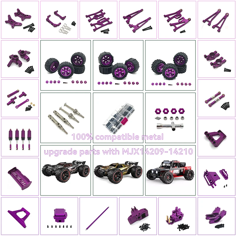 อะไหล่แต่ง Mjx Hyper Go 1/14 14210 14209 ชุดอัพเกรด แกนพวงมาลัยโลหะ ฐานล้อหลัง ฐานล้อหน้า สำหรับรถบังคับวิทยุ อุปกรณ์เสริมอะลูมิเนียม CNC