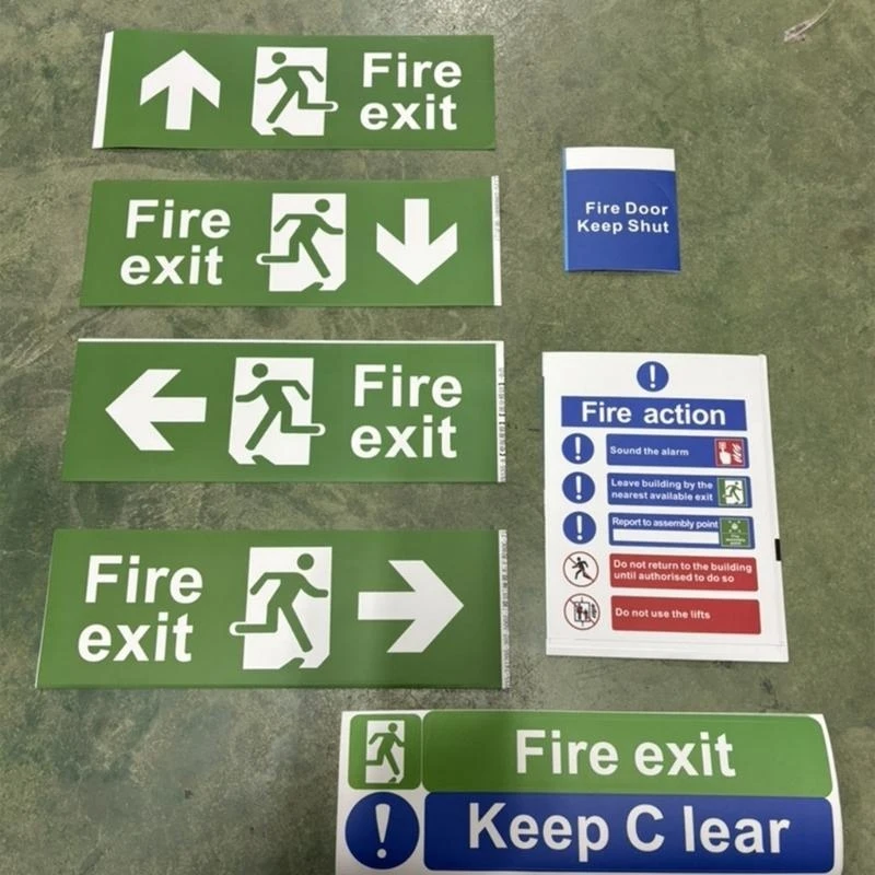 N2UB Weatherproof Exits Signs Sticker RIGHT LEFT UP DOWN Safety Signs Emergency Escape Signage Notice Sign