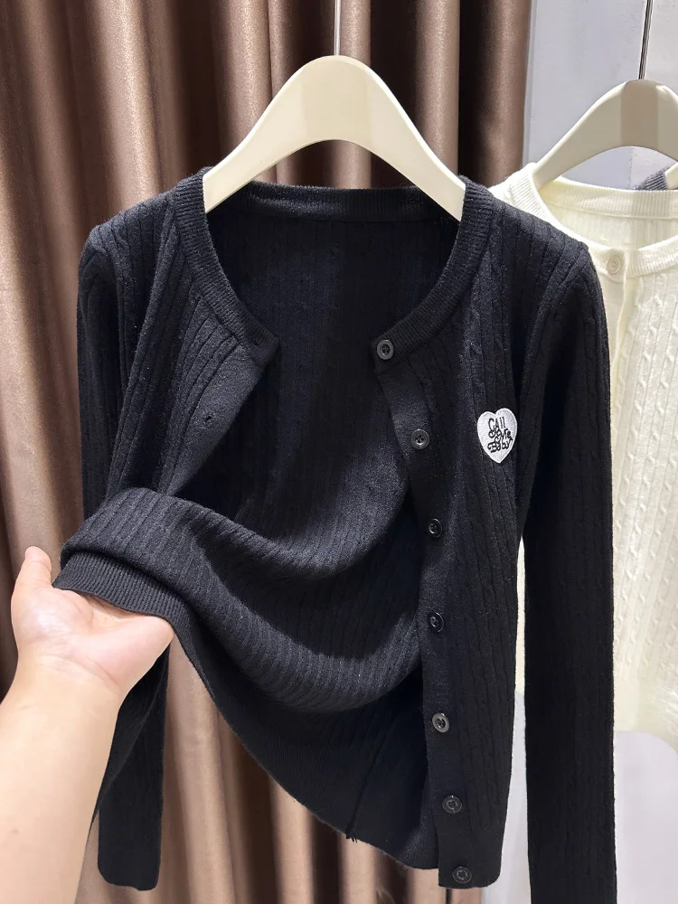 

Ele Bla Knitted Long Sve Sun Protection Open Cardigan Women's Spring Summer Dr Outer awl Embroidered Csole