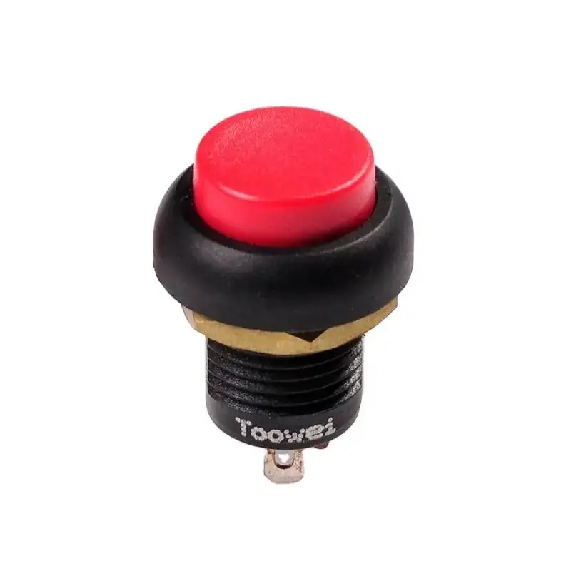 12mm White Black Raised High Flat Head Black Plastic Push Button Switch Motorcycle Handle Switch Button