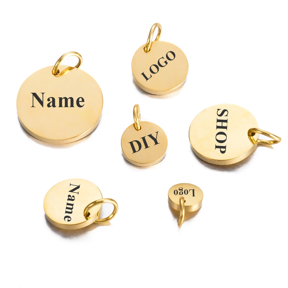 20 sztuk znaczników ze stali nierdzewnej Charms spersonalizowane 6mm-15mm napisy słowa Logo wisiorki lustro polerowana bransoletka Diy biżuteria