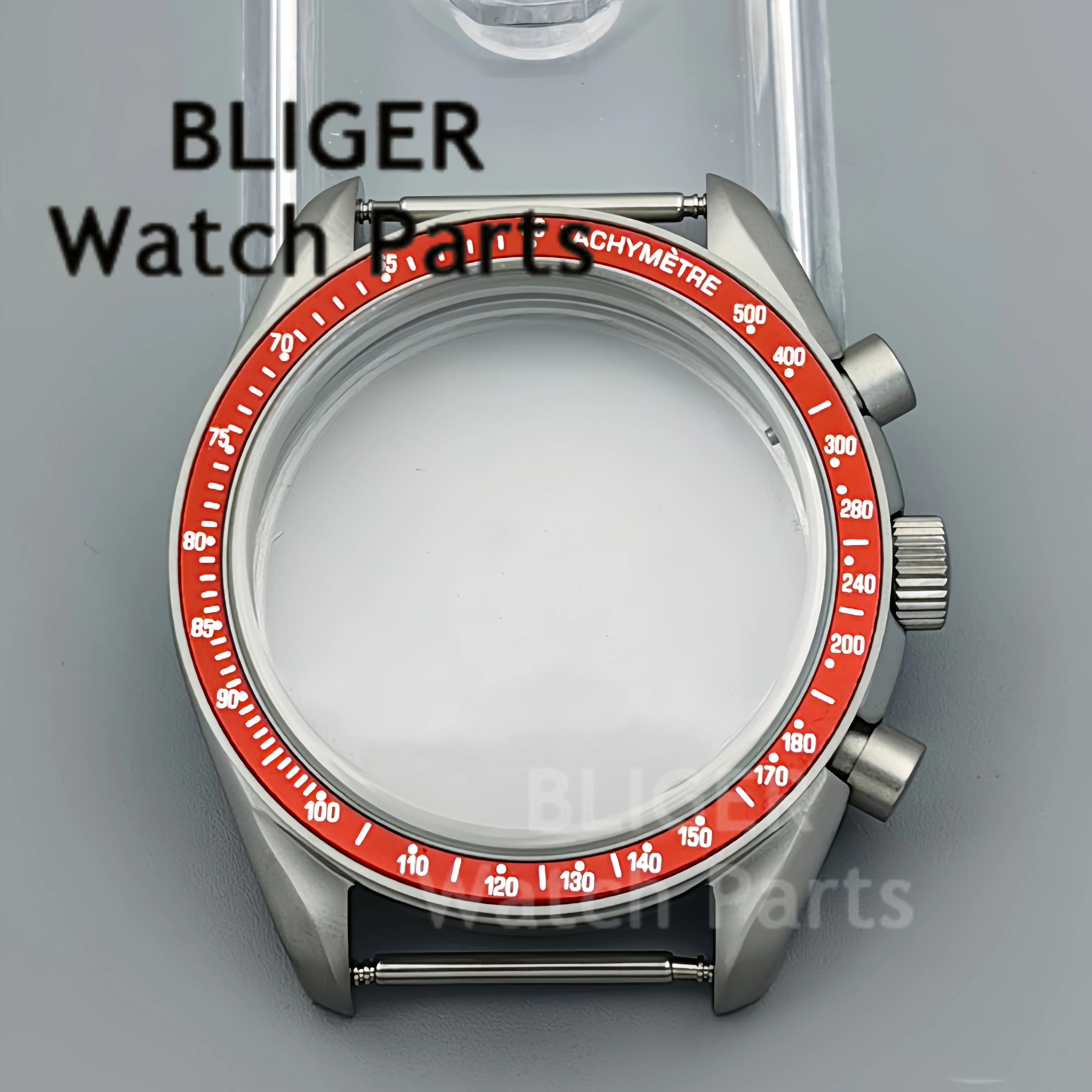 BLIGER Men's Titanium Case 40mm Chronograph Bezel Coated Glass Matte Case Fit VK63 VK63A Quartz Movement Watch Replacement Part