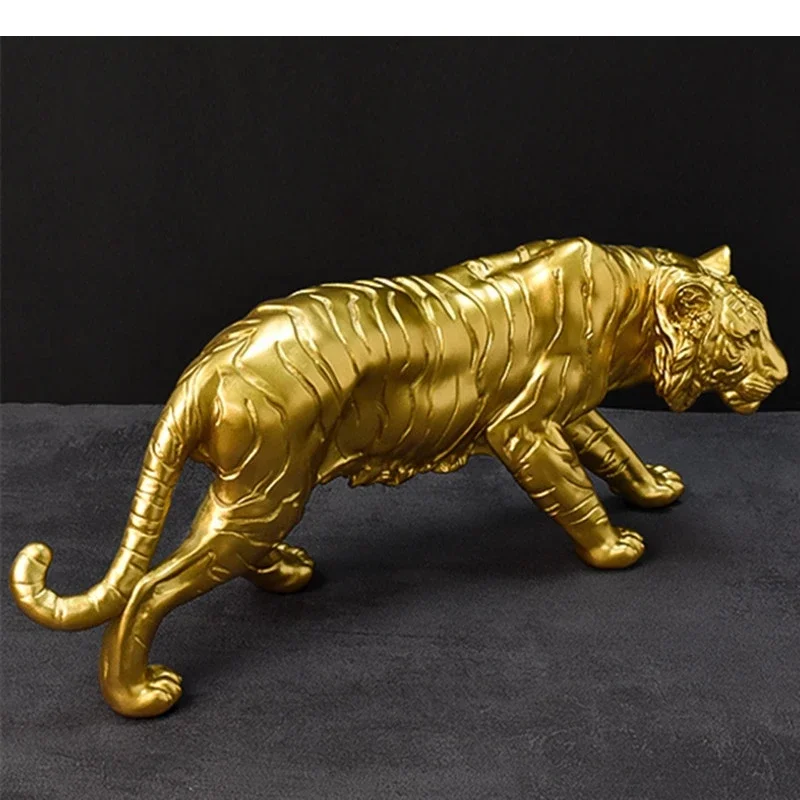 Golden Tiger Model Nordic Home Office Desktop Decoration Resin Animal Statue Art Room Aesthetic