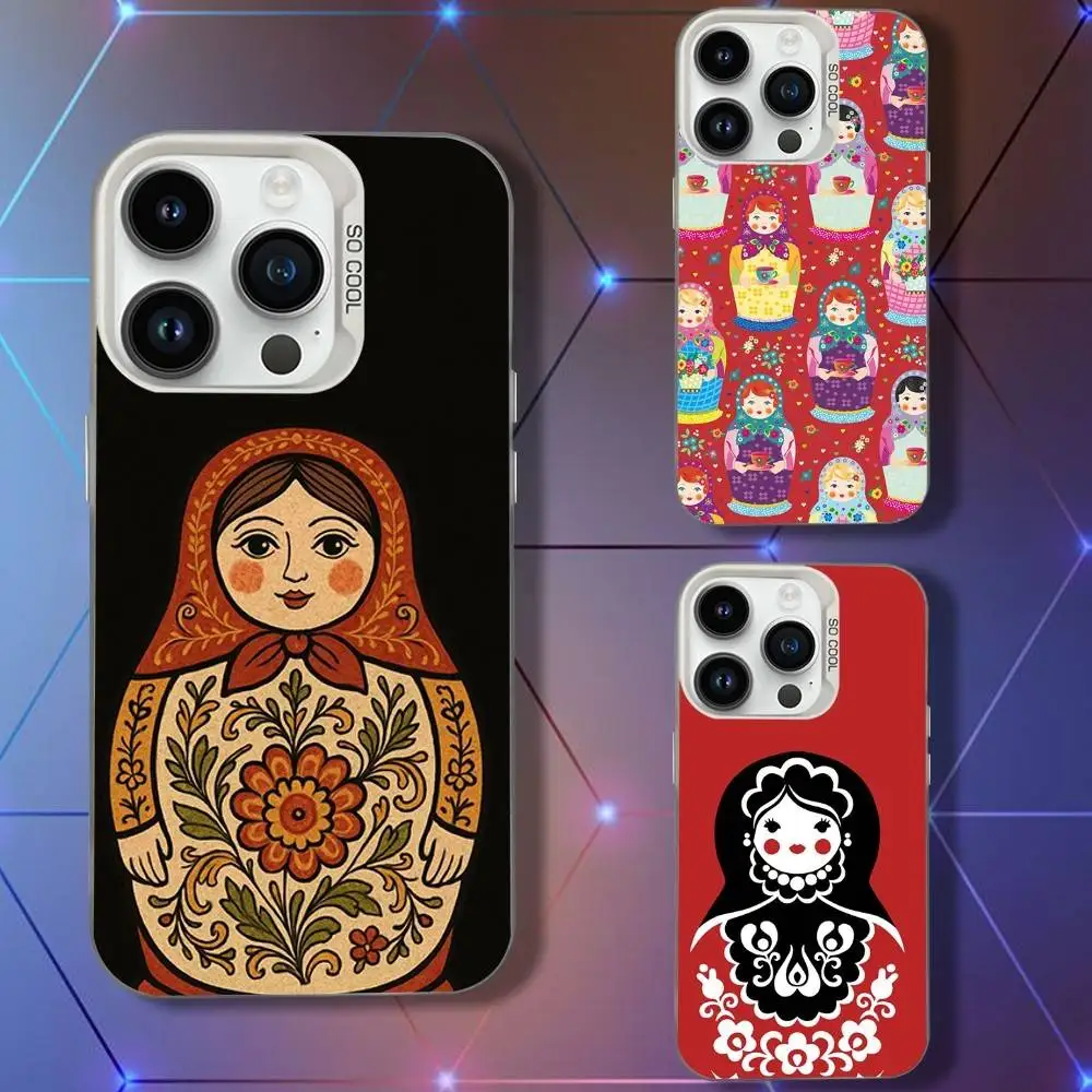 

Russians M-Matryoshka Doll Phone Case For iPhone 16,15,14,13,12,11,Pro,XS,Max,Plus,Mini,SE White Candy Matte Shockproof Cover